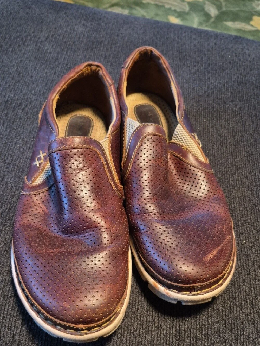 Born Men's Perforated Leather Slip-Ons - Brown